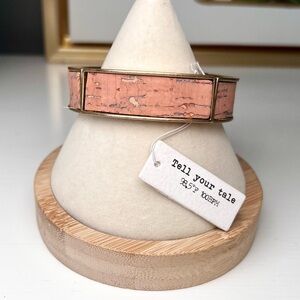 Boho Tell Your Tale Pink Cork Stretch Bracelet with Gold Accents